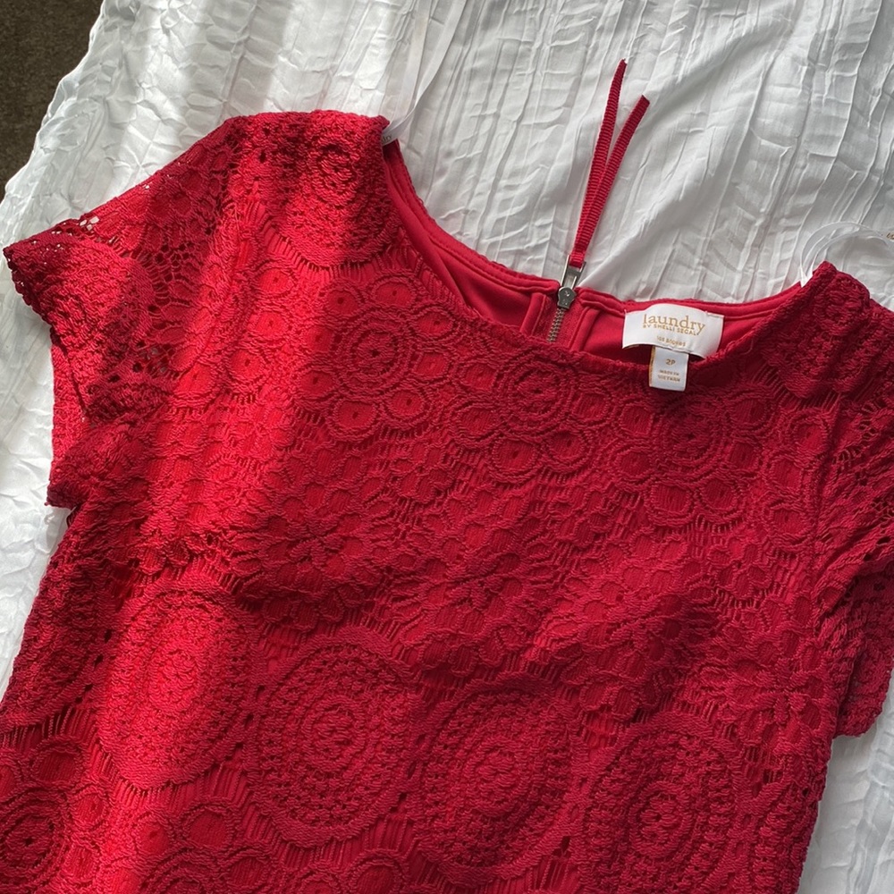 Laundry Petite Red Lace Dress